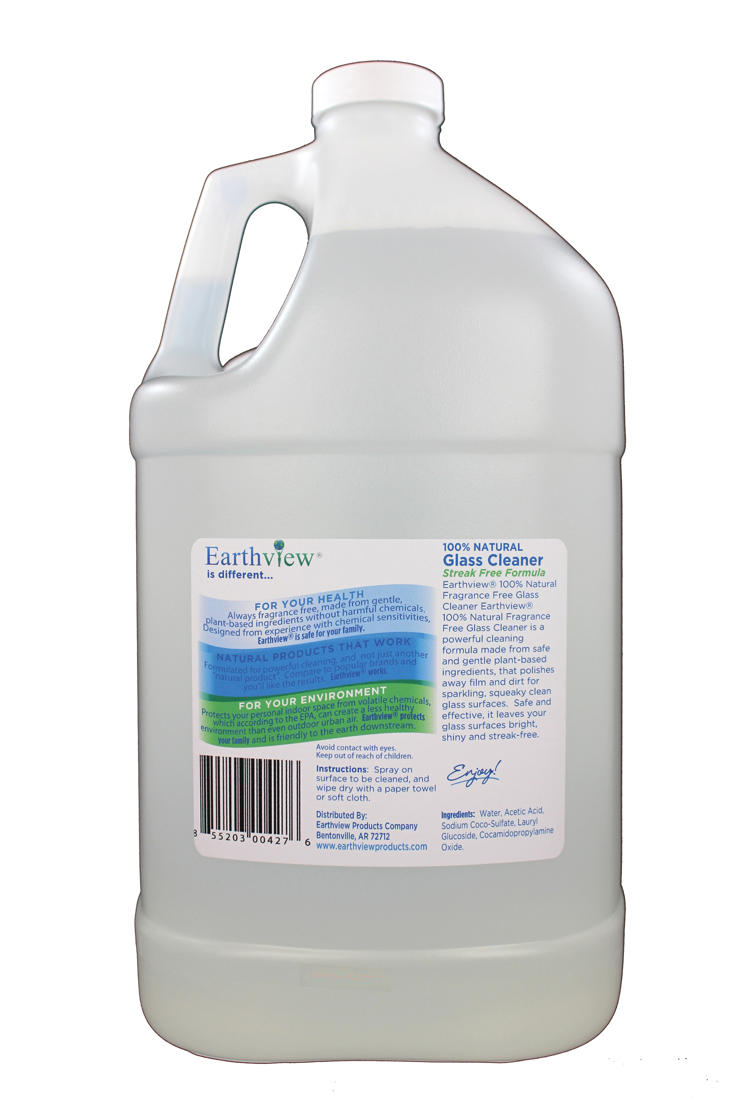 Earthview Fragrance-Free Glass Cleaner Gallon Refill - Image 2
