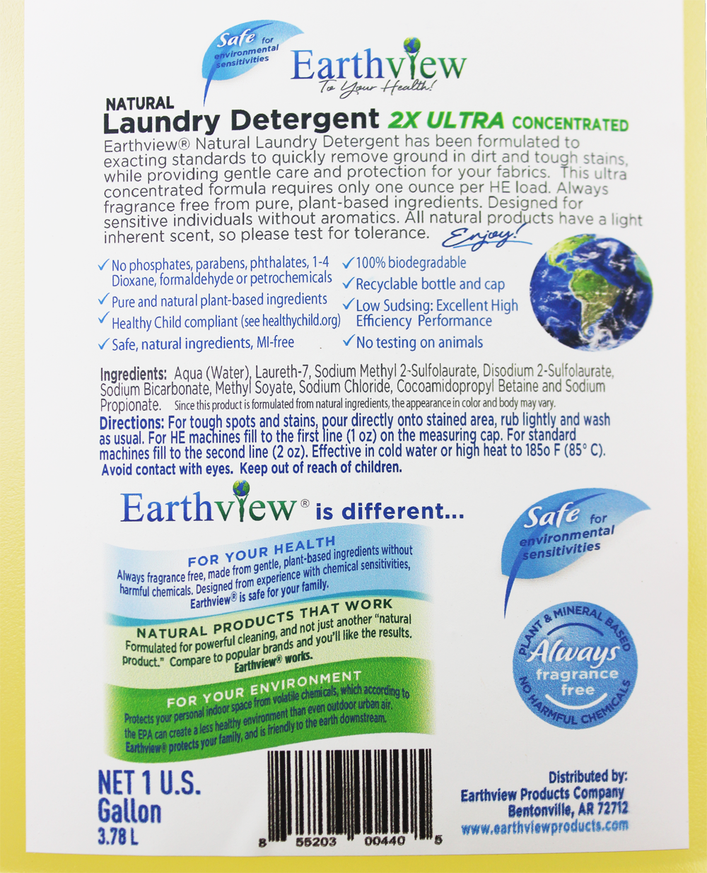 Earthview Fragrance-Free Laundry Detergent 2-Pack (128 Fl oz Each) - Image 2