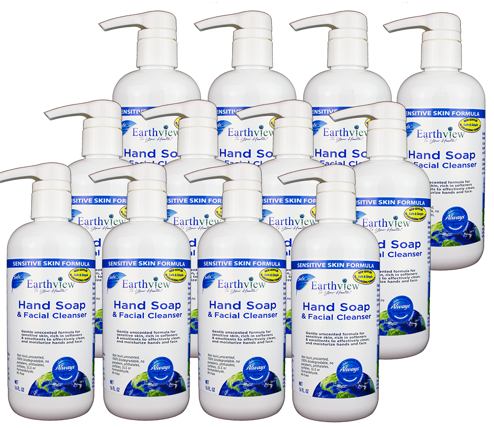 Earthview Fragrance-Free Hand Soap & Facial Cleanser 12-Pack (16 oz each)