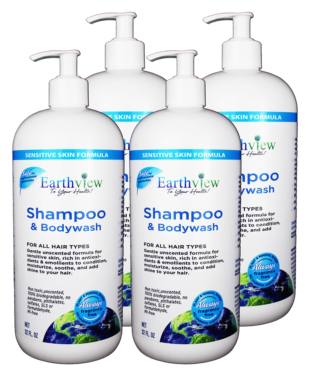 Earthview Fragrance-Free-Shampoo & Body Wash 4 Pk/ 32 oz (128Fl Oz)